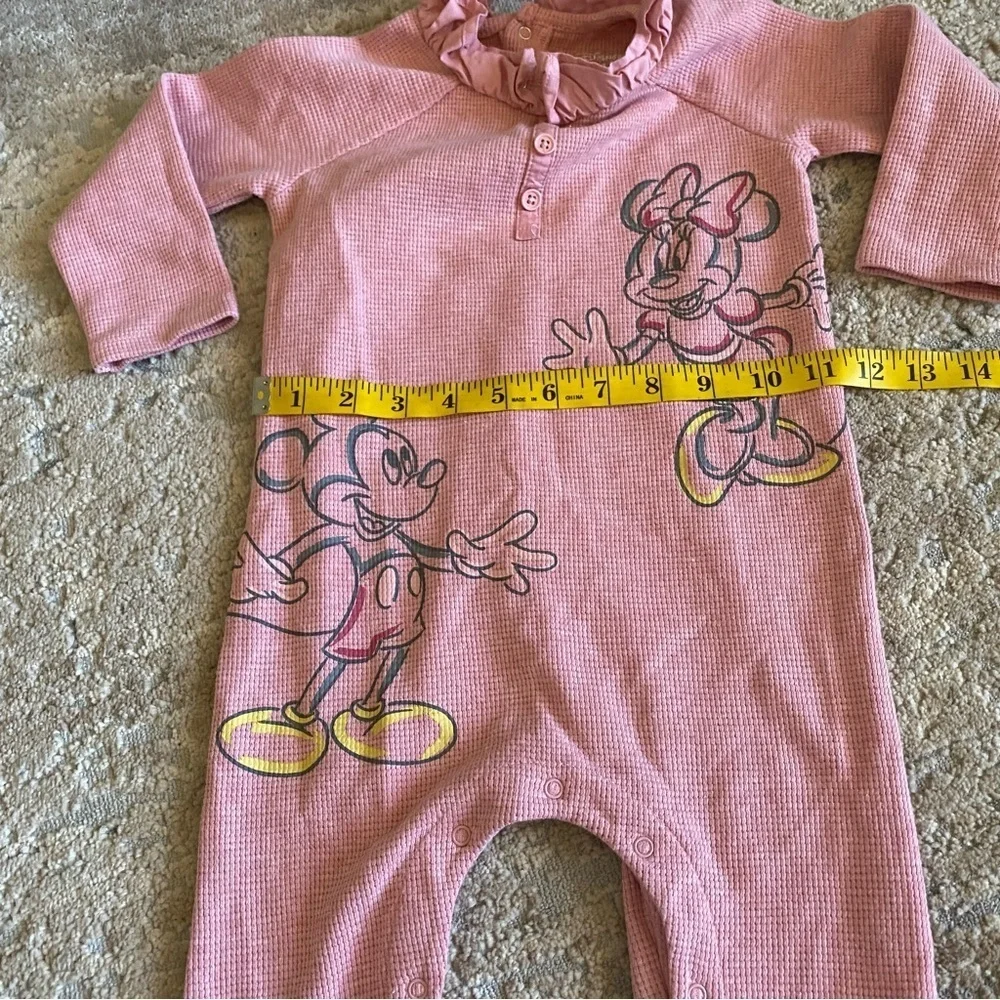 Disney Baby Girl Mickey Minnie Mouse Romper Waffle Cotton Snap Legs Pink: 24m